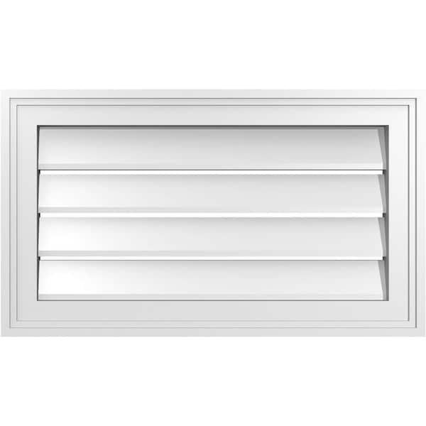 Ekena Millwork 24" x 14" Rectangular White PVC Paintable Gable Louver Vent Functional