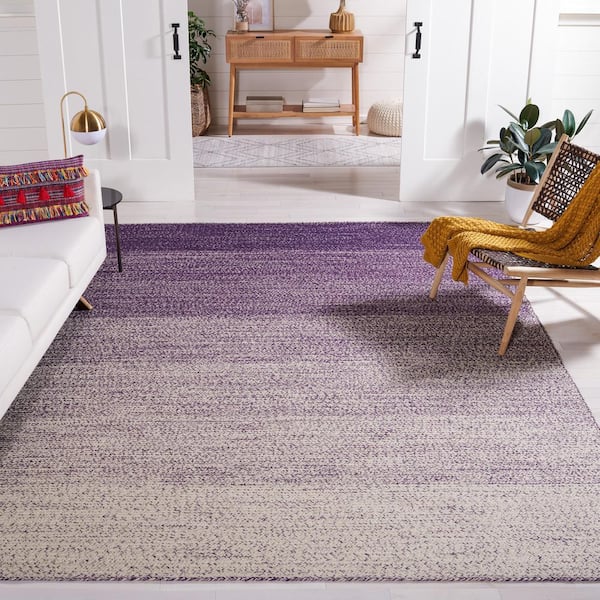 Natural Fiber Ivory/Purple 8 ft. x 10 ft. Gradient Woven Area Rug