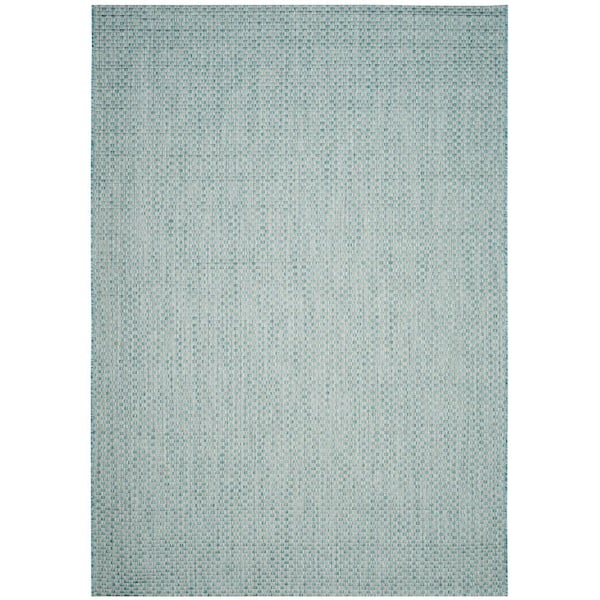 Courtyard Light Blue/Light Gray 7 ft. x 10 ft. Solid Indoor/Outdoor Patio  Area Rug