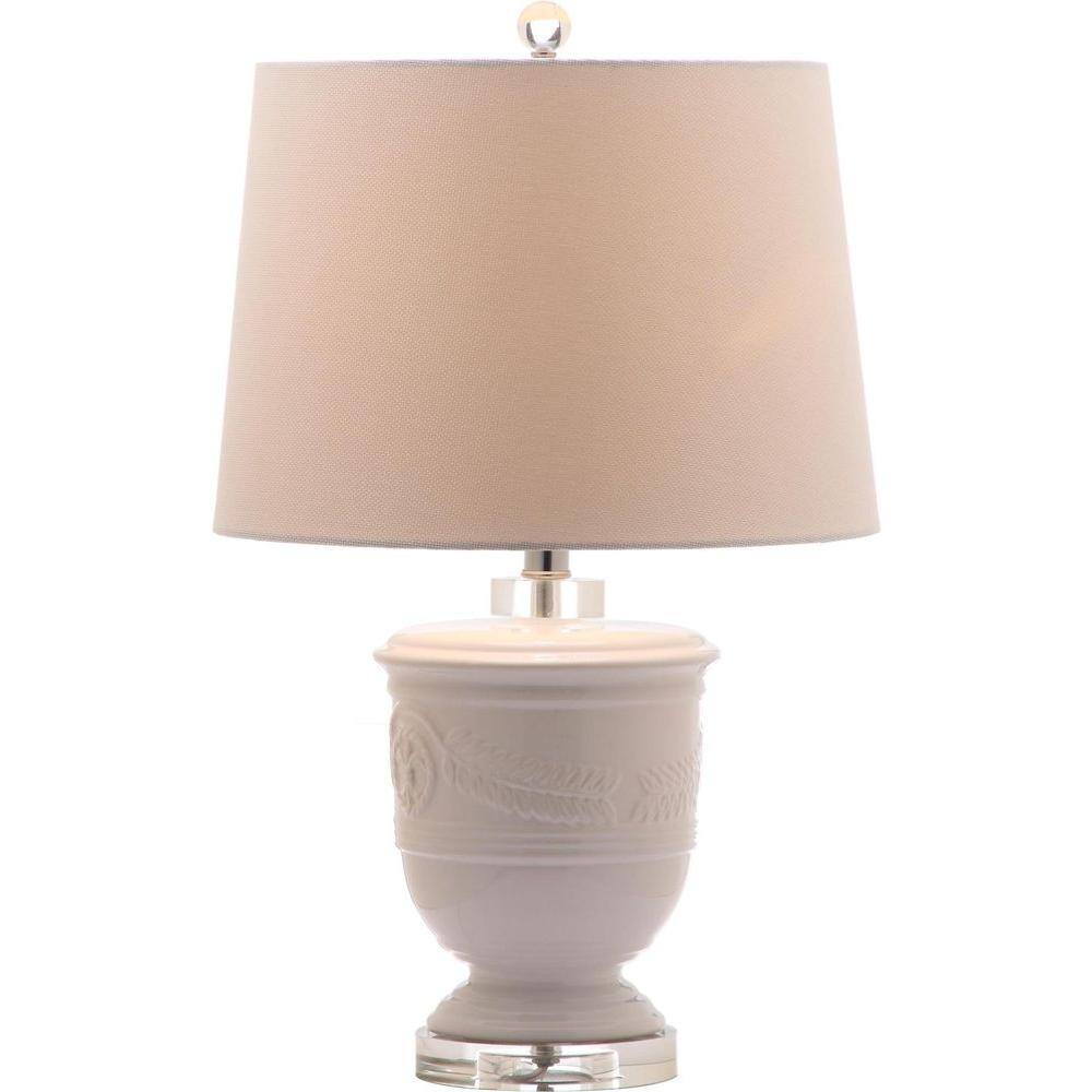 Shoal 23" White Ceramic Table Lamp Set with Textured Cotton Shade
