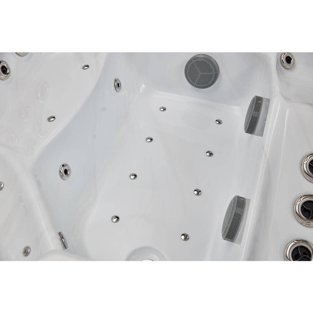 Danika 5-Person Gray Acrylic Rectangle Hot Tub with Jets and LED Lighting