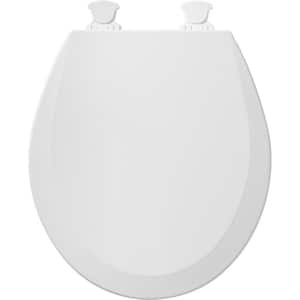 Round Enameled Wood Closed Front Toilet Seat in White Removes for Easy Cleaning