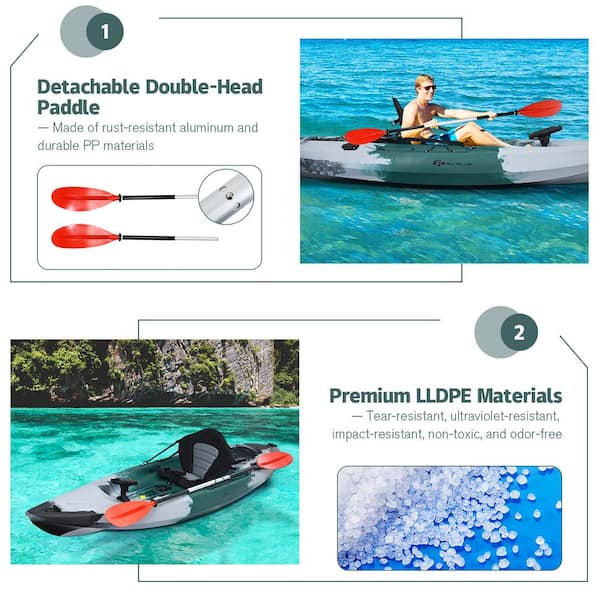 Costway 9.7 ft. Green Single Sit-on-Top Fishing Kayak Single Kayak Boat W/Fishing  rod holders & Paddle NJD37771GN - The Home Depot