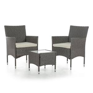 Altair Gray 3-Piece Metal Patio Conversation Set with White/Tan Cushions