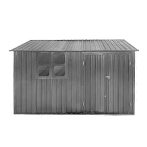 10 ft. W x 8 ft. D Metal Storage Shed Garden Tool Room with Outdoor Window and Lockable Doors Grey (80 sq. ft.)