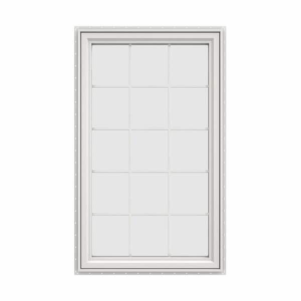 JELD-WEN 35.5 in. x 59.5 in. V-4500 Series White Vinyl Right-Handed Casement Window with Colonial Grids/Grilles
