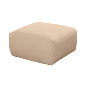 Ultimate Stretch Suede Cement Beige Polyester Square Ottoman Slipcover