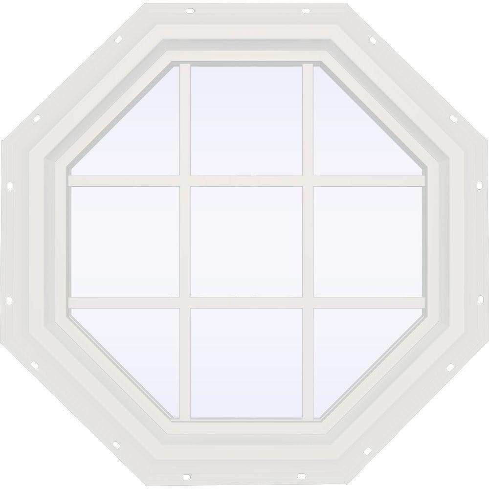 JELD-WEN 35.5 in. x 35.5 in. V-4500 Series White Vinyl Fixed Octagon  Geometric Window with Colonial Grids/Grilles THDJW141900006 - The Home Depot