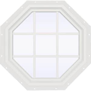 35.5 in. x 35.5 in. V-4500 Series White Vinyl Fixed Octagon Geometric Window with Colonial Grids/Grilles