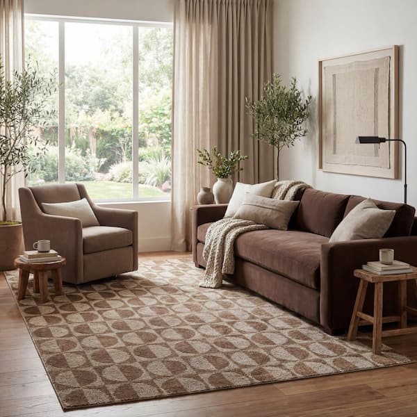 Rosabel Mid Century Geometric Area Brown 8 ft. x 10 ft. Indoor Area Rug