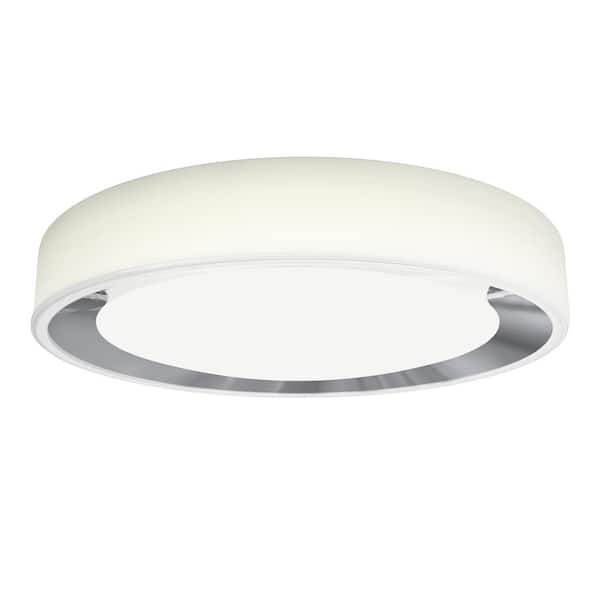Artika Cooper 13 in. 1-Light Modern White & Chrome Integrated LED 3 CCT Flush Mount Ceiling Light for Kitchen or Bedroom