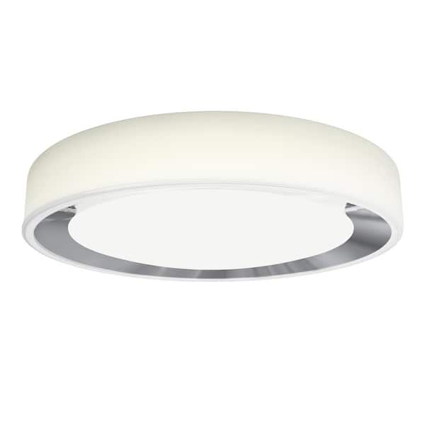 Cooper 13 in. 1-Light Modern White & Chrome Integrated LED 3 CCT Flush Mount Ceiling Light for Kitchen or Bedroom