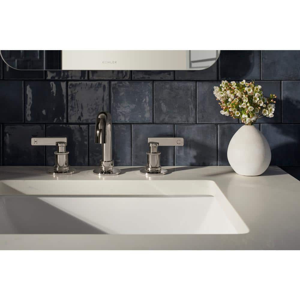 Polished Chrome Widespread Bathroom Sink Faucet with Stamped Levers