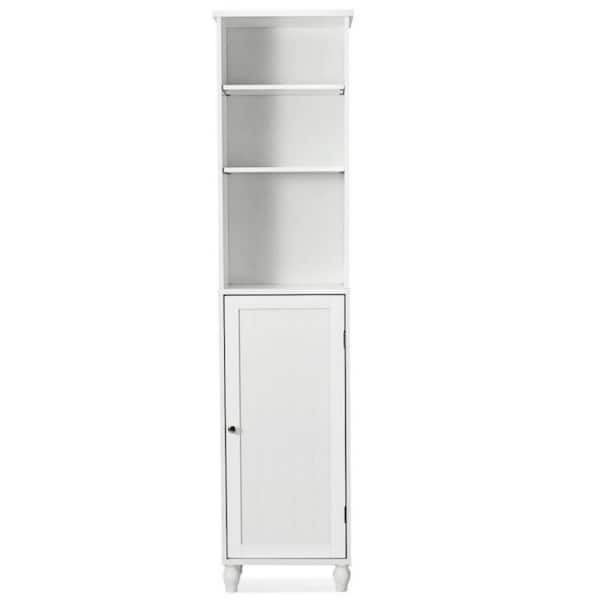 Bunpeony 15 in. W x 9 in. D x 63.5 in. H White Linen Cabinet Bathroom Tower Storage Shelving Display Cabinet