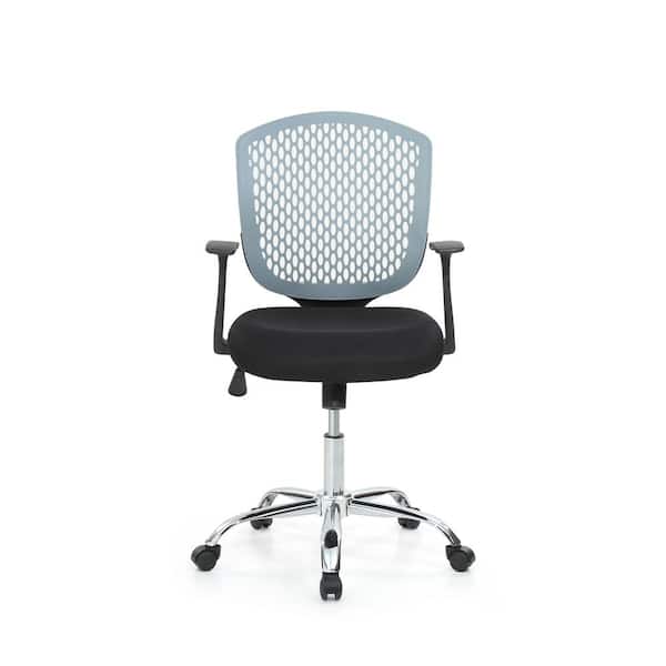HODEDAH Grey Mid-Back, Adjustable Height, Swiveling Desk Chair with Padded Seat, Chrome Base and Breathable Back Rest