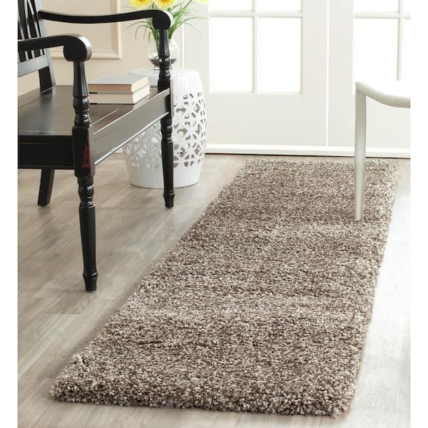 Milan Shag Gray 2 ft. x 20 ft. Solid Flokati Runner Rug