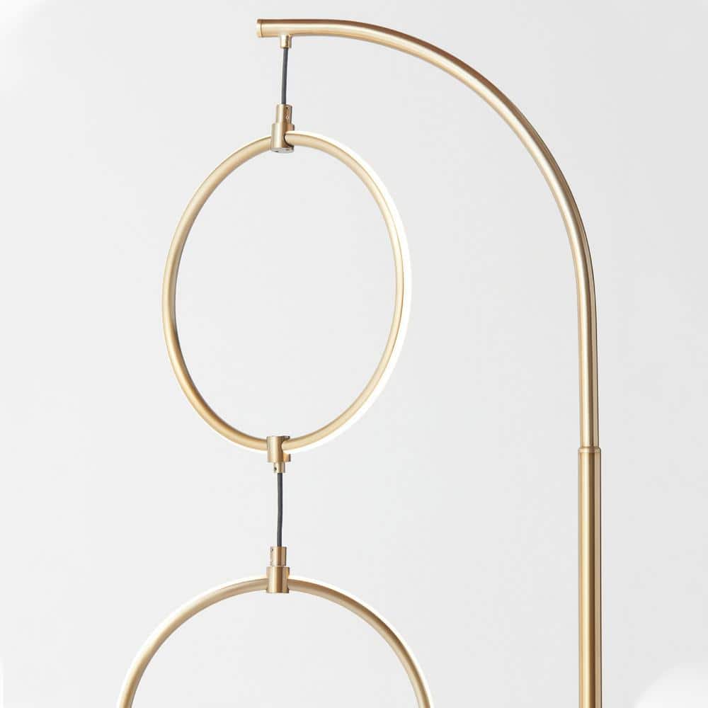 Brass Arc LED Floor Lamp with 3-Way Touch Switch