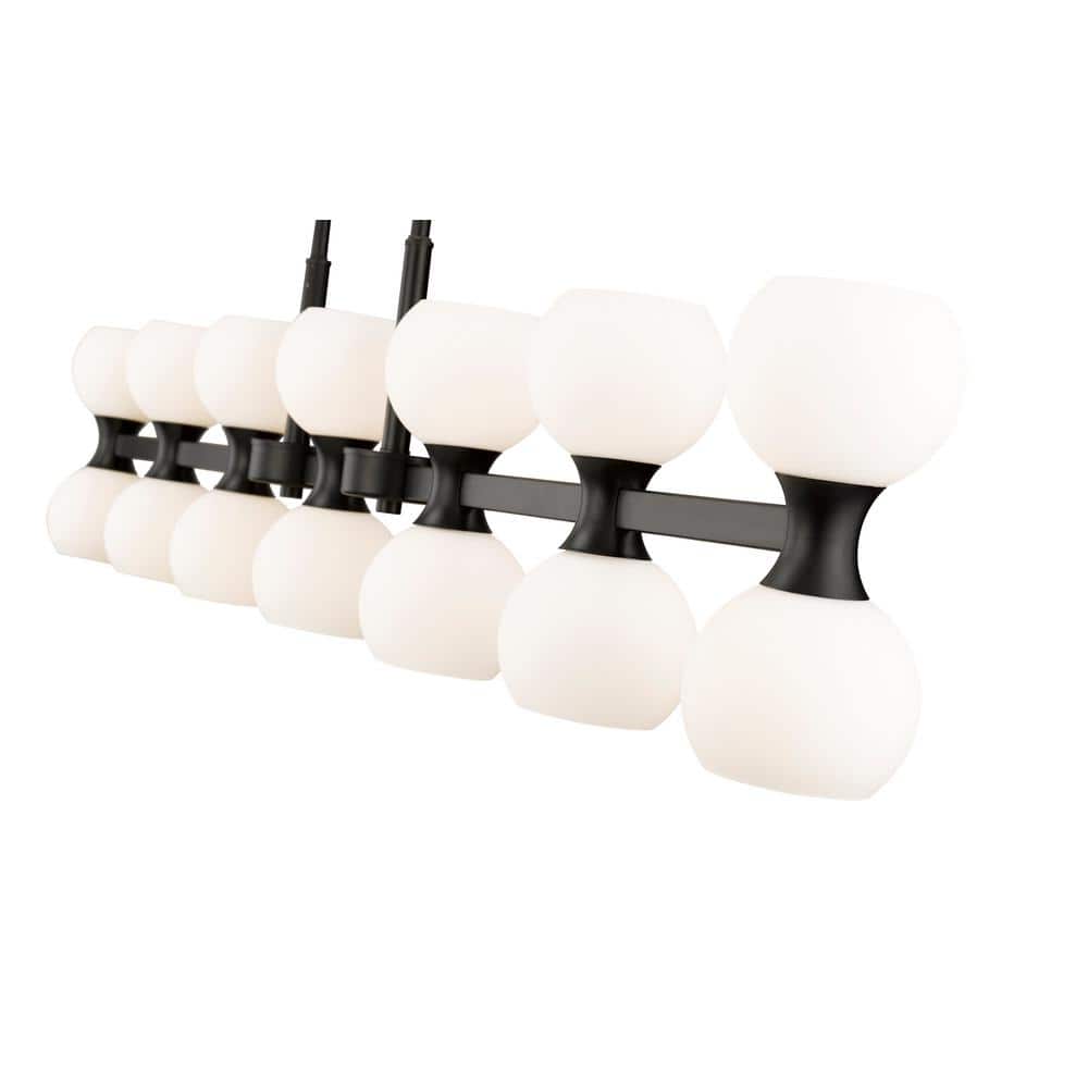 Artemis Matte Black 14-Light Linear Steel Chandelier