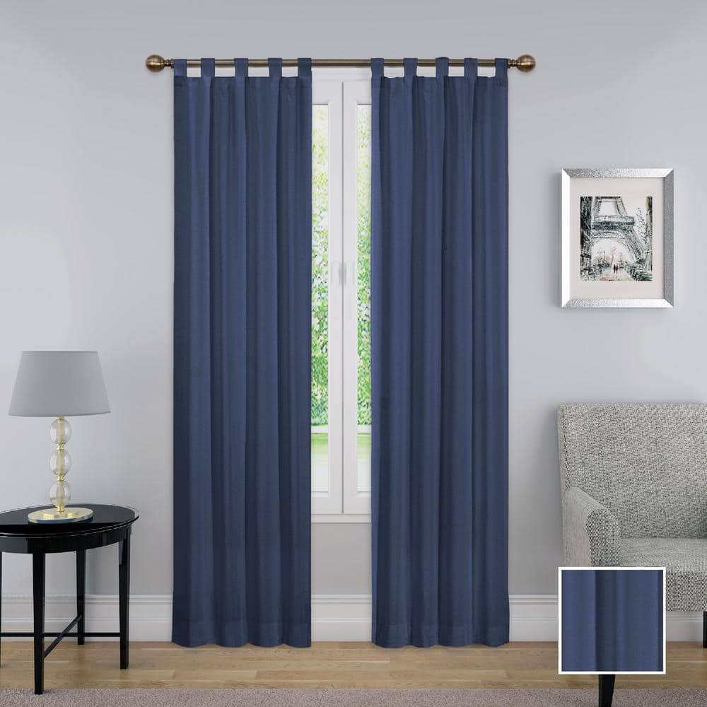 Indigo Tab Top Light-Filtering Cotton Polyester Twin Curtains