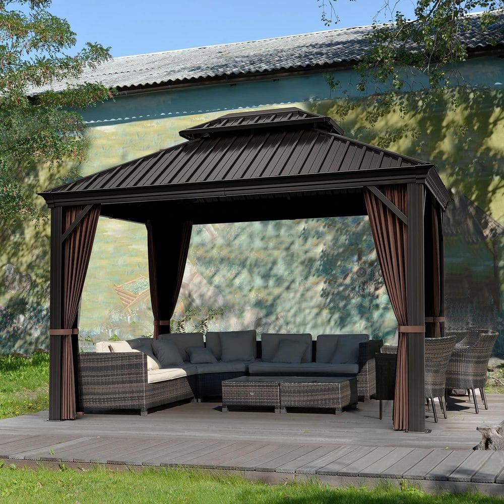 Have A Question About EGEIROSLIFE 12 Ft. W X 10 Ft. D Brown Double Roof ...