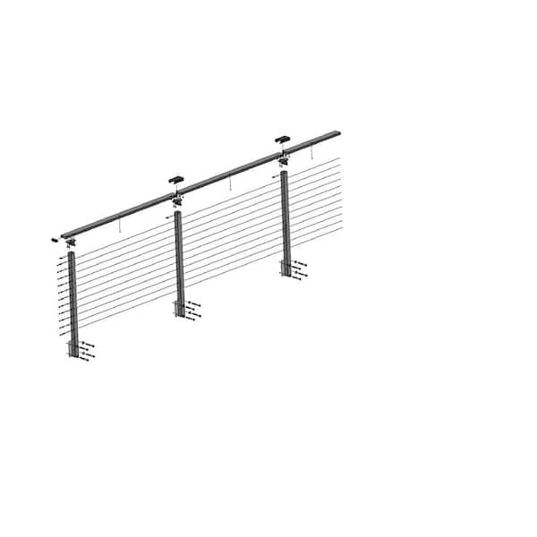 CityPost Stair Deck Mount 6-ft x 5in x 36-in Black Steel Deck Cable Rail  Kit in the Deck Railing Systems department at