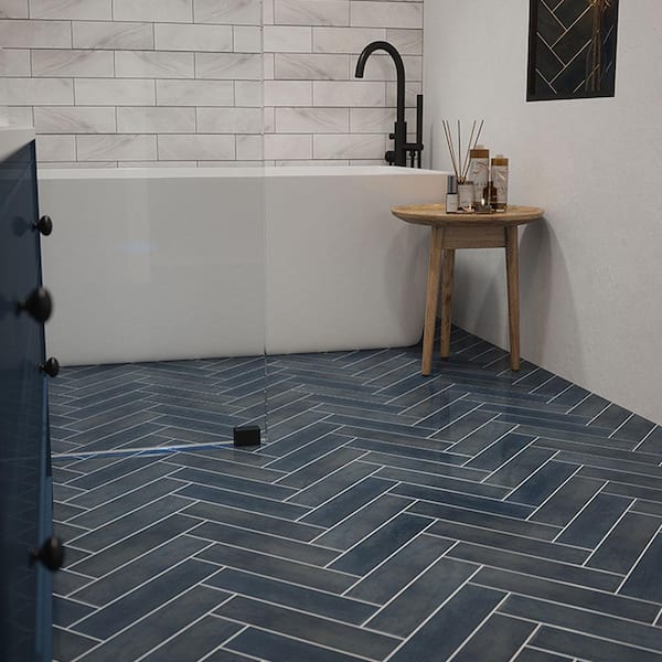 Jeffrey Court Typhoon Blue 3 in. x 18 in. Subway Gloss Porcelain Wall and Floor Tile (10.76 Sq. ft./Case)