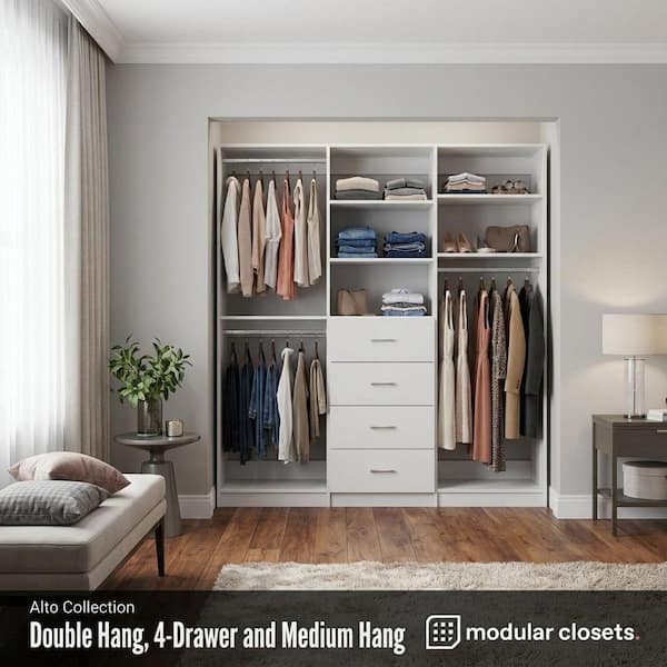 MODULAR CLOSETS Alto Collection 60 in W White Wall Mounted Double