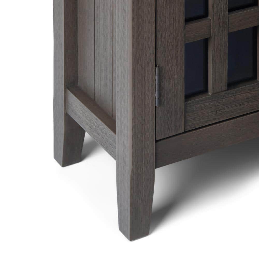 Farmhouse Gray Wood Low Media Cabinet with Glass Doors