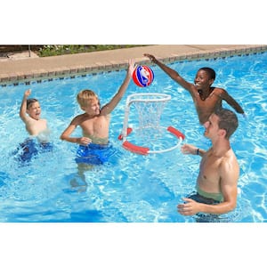 21 in. Dia NBA Floating Swimming Pool Basketball Game with Ball, White