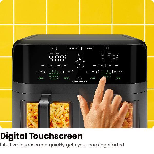 Chefman 6-Quart Black Dual Basket Digital Air Fryer Oven