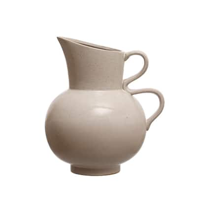 BEE & WILLOW Milbrook Large 60 Fl. Oz. Stoneware Serving Pitcher in  Off-White 985121033M - The Home Depot