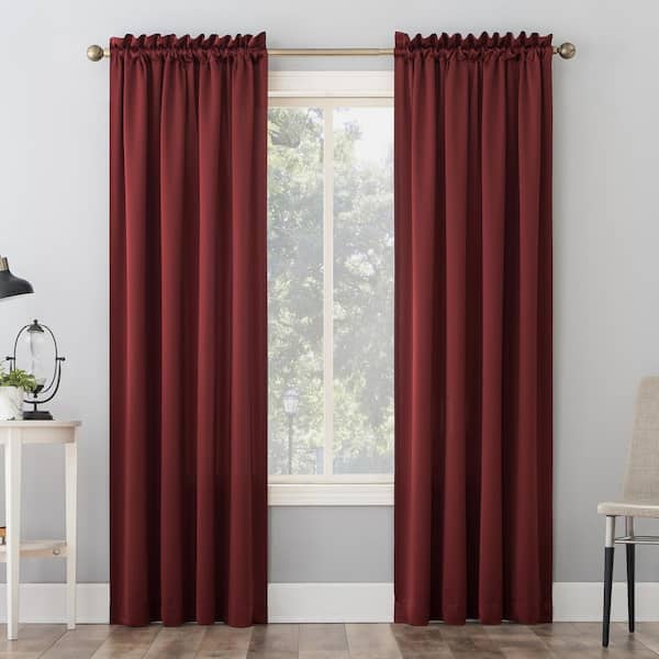 Sun Zero Gregory Wine Red Polyester 54 in. W x 63 in. L Rod Pocket Room Darkening Curtain (Single Panel)