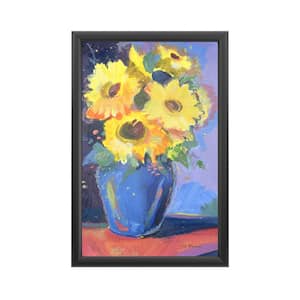"Sunflowers II' Floral Bold Still Life Painting" by Sheila Golden Framed with LED Light Floral Wall Art 24 in. x 16 in.