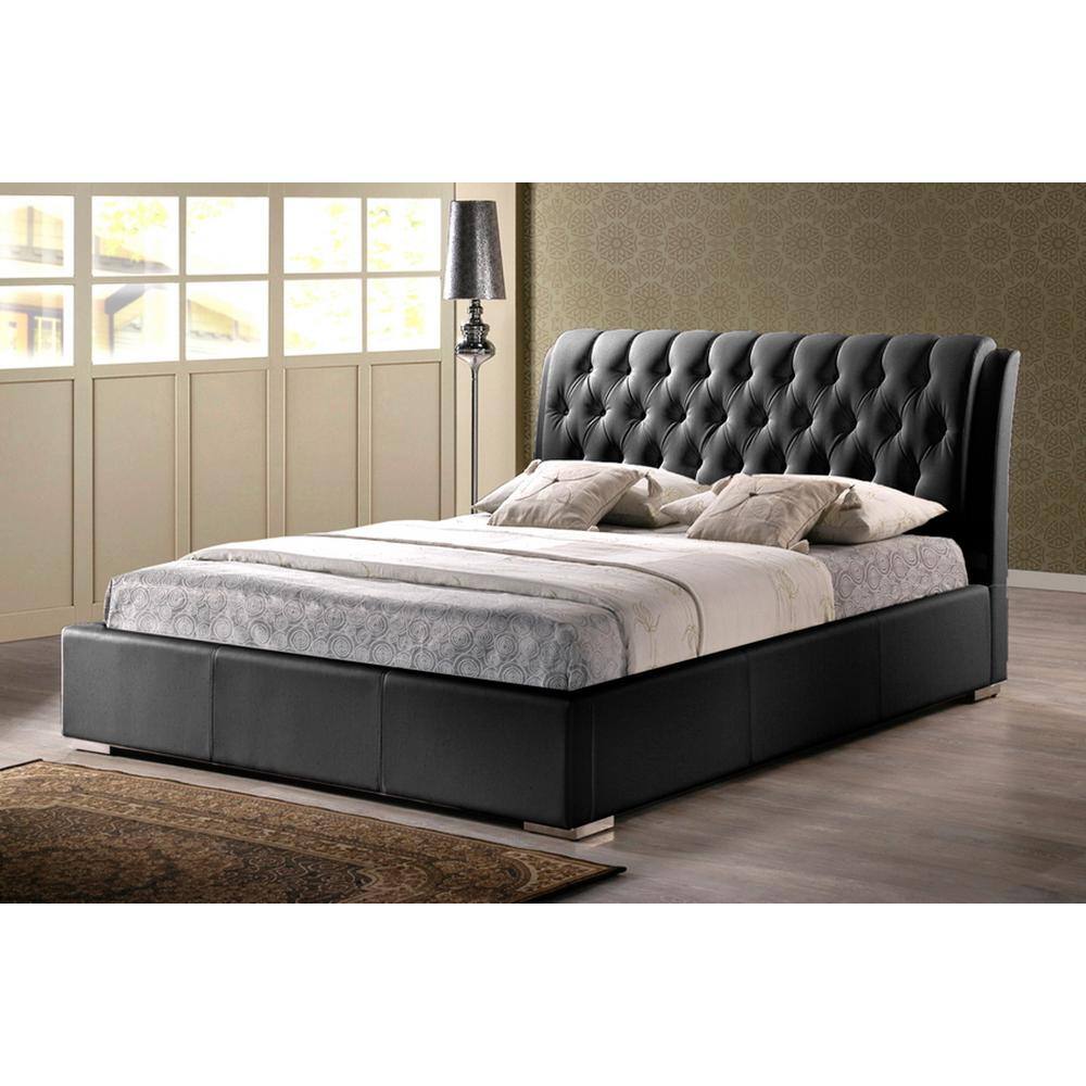 Bianca Black Queen Bed with Tufted Upholstered Headboard