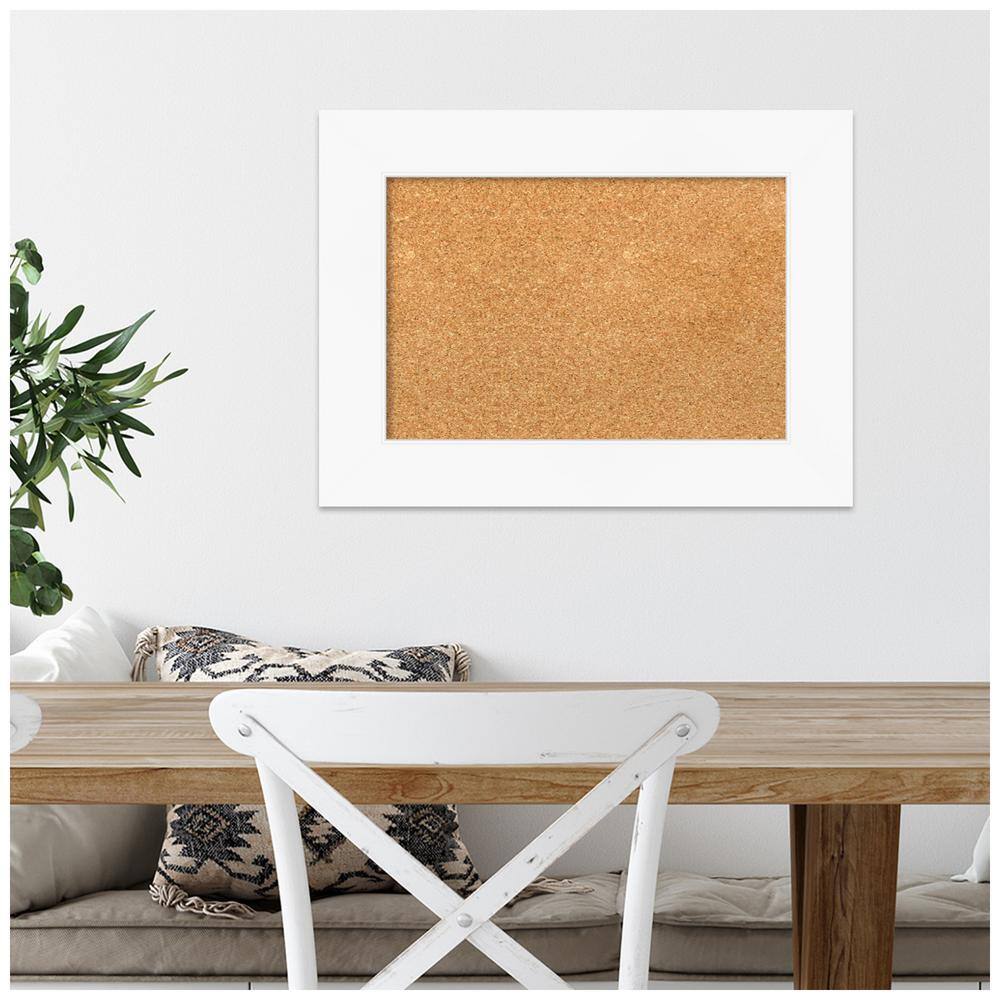 Cabinet White Framed Natural Cork Bulletin Board