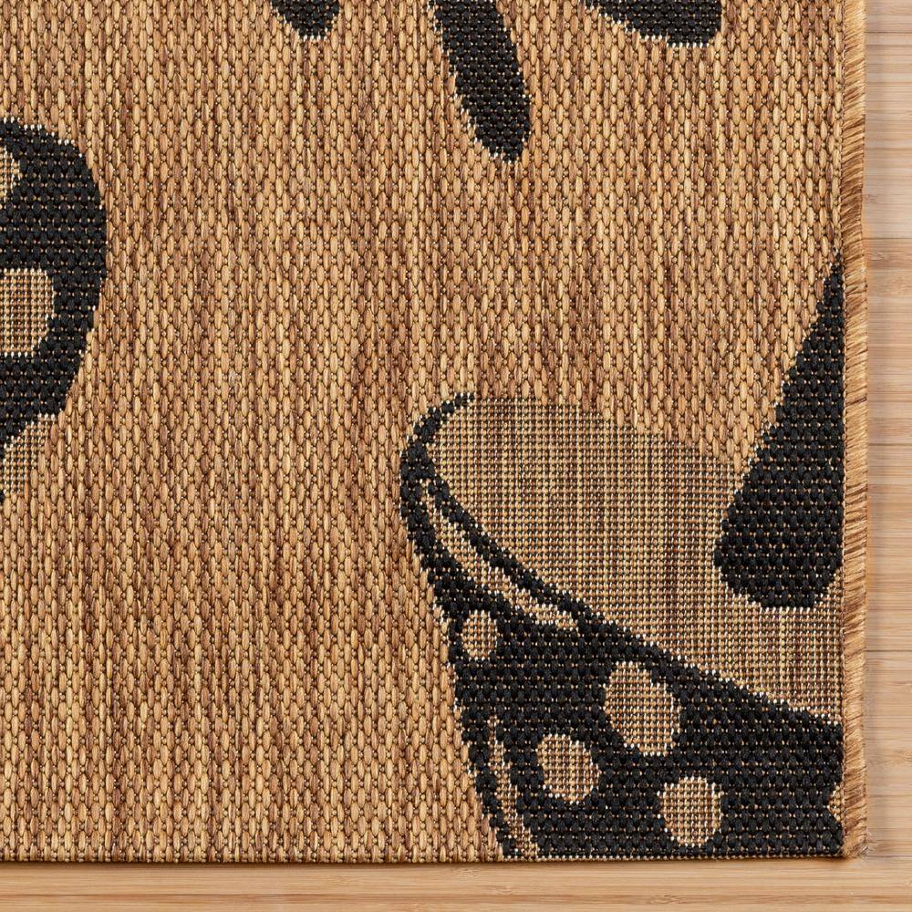Whimsical Black and Chestnut Floral Polypropylene 8' x 10' Area Rug