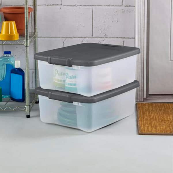Sterilite Clear 200-Quart Stacker Box with Red Lid