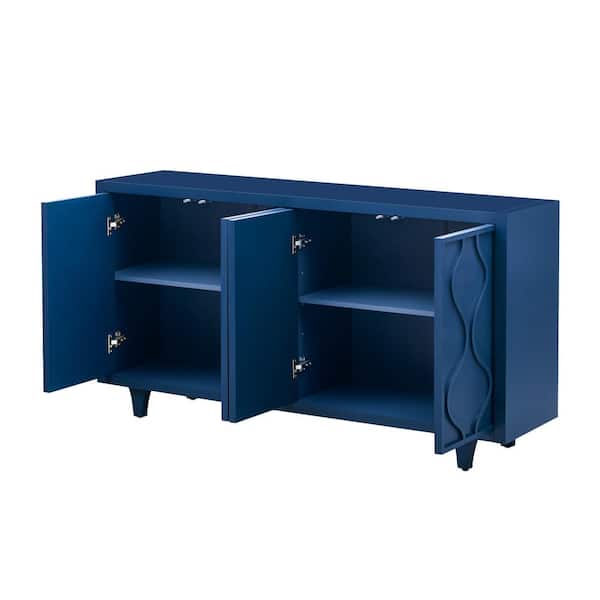 COWLOWN 59.6 in. W x 15.7 in. D x 31.9 in. H Bathroom Navy Blue Linen Cabinet