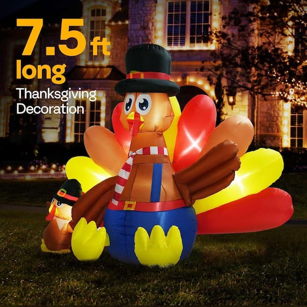 VIVOHOME Long Thanksgiving Inflatable LED Lighted Turkey