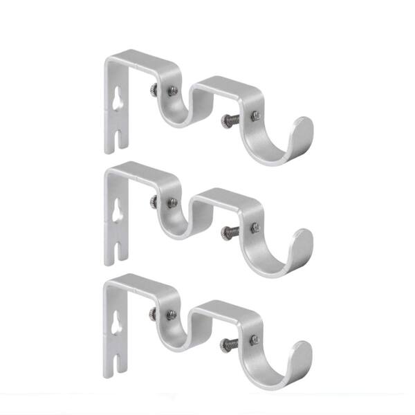 Elegant Silver Double Curtain Rod Brackets - Heavy Duty Set