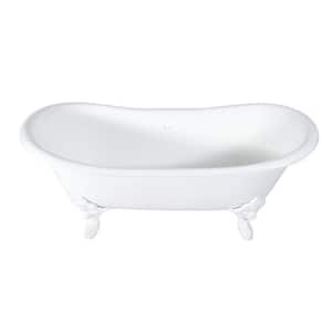 Traditional 72 in. Cast Iron Double Slipper Clawfoot Bathtub in White
