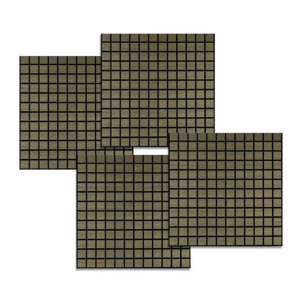 Acous Blockbuster 0.4 in. x 2 ft. x 2 ft. Brown Paintable Wood Square Sound Absorbing Panel in Driftwood Oak (4-Pack)