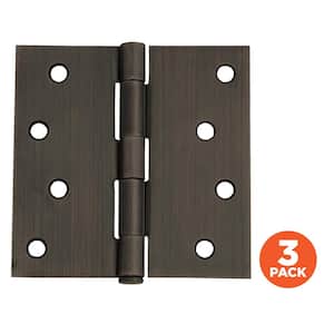 4 in. Square Corner Oil Rubbed Bronze Door Hinge Value Pack (3 per Pack)