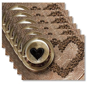 MHF Home 18 in. x 13 in. Polypropylene Coffee Love Placemats (Set of 6)
