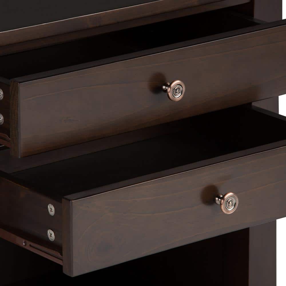 Carlton Transitional Dark Tobacco Brown Solid Wood Bedside Nightstand