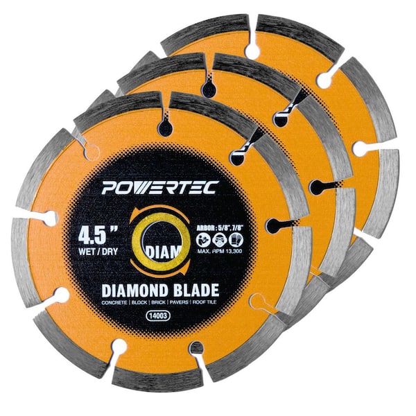 4-1/2 in. Segmented Rim Diamond Saw Blades for Angle Grinder, Cutting Concrete/Block/Brick/Pavers/Roofing Tile (3-Pack)