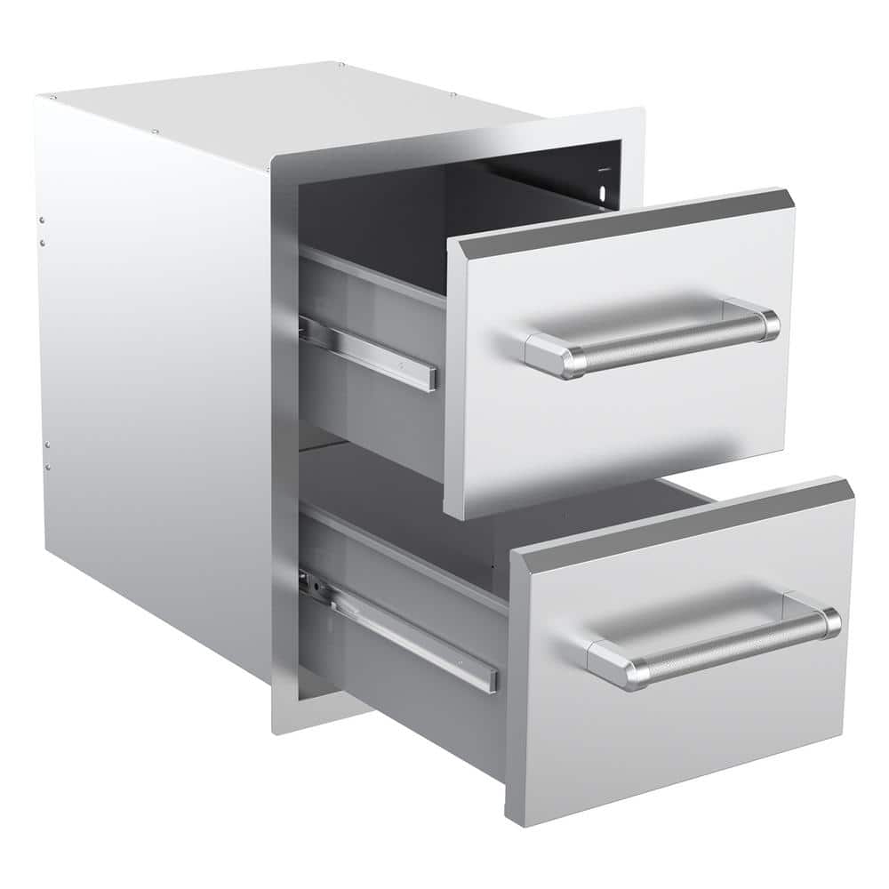 Stainless Steel Vertical Double Drawer Outdoor Kitchen Unit