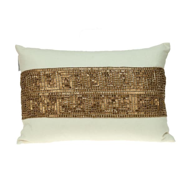 Misty Transitional Off White Lumbar Throw Pillow