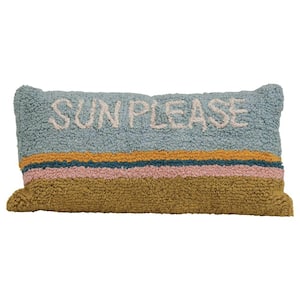"Sun Please" Rectangle Cotton Striped Pillow