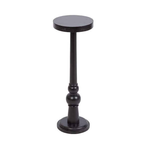 Kate and Laurel Wegner 8.00 in. Black Round Solid Wood End Table